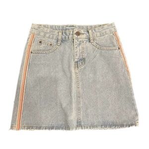 Denim Skirt With Pastel Stripe Ribbon